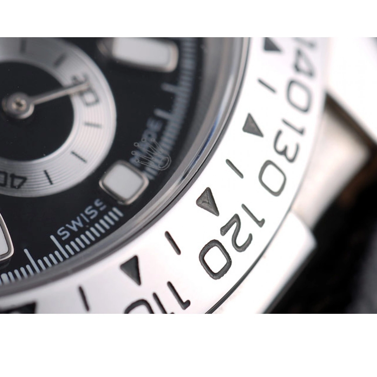 Aaa replica watch Dial Daytona Black Stainless Rolex Lady Strap Tachymeter Steel Case Black Leather 0730